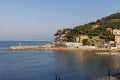 Aerial view of Recco beach and sea. Recco is a comune in the Metropolitan City of Genoa Royalty Free Stock Photo