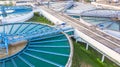 Aerial view recirculation solid contact clarifier sedimentation tank, Water treatment solution, Industrial water treatment Royalty Free Stock Photo