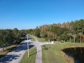 Aerial view of red leaf and winter tree Royalty Free Stock Photo