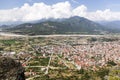 Aerial view of red roof buildings in Kalabaka town, Meteora,Greece