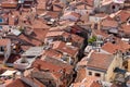 Aerial view of red-tiled rooftops of Piran, Slovenia Royalty Free Stock Photo