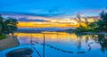 aerial view sunset above Nai Harn beach. Royalty Free Stock Photo