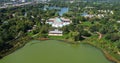 Aerial View of Regenstein Center and Greenhouses of Chicago Botanical Garden