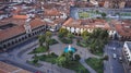 Aerial view at Regocijo Square in Cusco, Peru
