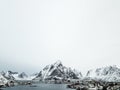 Aerial view of Reine village ,Lofoten Island, Norway in winter season. Royalty Free Stock Photo