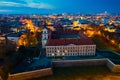 Aerial view of Rzeszow castle at twilight, Poland