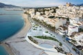 Aerial view of the renovated coastline and its beach of the town of Altea in Alicante, Spain Royalty Free Stock Photo