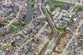Aerial view residential area Dutch village Urk
