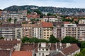 Aerial view residential area Budapest with apartment buildings Royalty Free Stock Photo