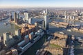 Aerial view residential area Kop van Zuid in Rotterdam, Netherlands