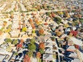 Aerial view residential area with lake and culdesac in autumn near Dallas, Texas Royalty Free Stock Photo