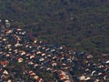 Aerial view of residential area with single- and two-family houses on the edge of village Owen, Germany. Royalty Free Stock Photo