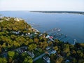 The aerial view of the residential area and waterfront homes near Millsboro, Delaware, U.S