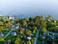 The aerial view of the residential area and waterfront homes near Millsboro, Delaware, U.S.A Royalty Free Stock Photo