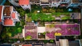 Aerial view of residential building with flower garden in Bangkok, Thailand Royalty Free Stock Photo