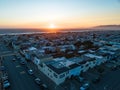 Aerial view of a residential district on the coastline at sunset. San Francisco, California, USA. Royalty Free Stock Photo