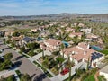 Aerial view of residential modern subdivision luxury house.