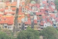 Aerial view residential neighborhood near downtown Hanoi dense of multistory houses