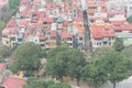 Aerial view residential neighborhood near downtown Hanoi dense of multistory houses