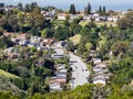 Aerial view of residential neighborhood, San Carlos, San Francisco bay area, California Royalty Free Stock Photo
