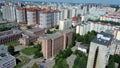 Aerial view of residential neighborhood. Urban housing development from above. Top view. Real estate in city Royalty Free Stock Photo