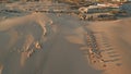 Aerial view resort city at summer sunlight. Drone panorama cozy beach complex Royalty Free Stock Photo