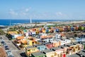 Aerial view of the resort town of Punta del Hidalgo. Typical architecture of the North coast of Tenerife island. Canary Royalty Free Stock Photo