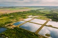 Aerial View Retention Basins, Wet Pond, Wet Detention Basin Or Stormwater Management Pond, Is An Artificial Pond With Royalty Free Stock Photo