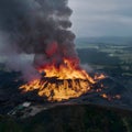 Aerial view reveals environmental crisis amidst landfill inferno