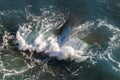 Aerial view of revolted waves in mediterranean sea