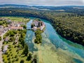 Aerial view of the Rheinau Abbey Islet Royalty Free Stock Photo