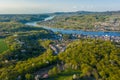 Aerial view of the Rhine Valley and the Cities Remagen Erpel and Unkel Germany