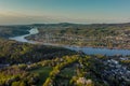 Aerial view of the Rhine Valley and the cities unkel Remagen Germany