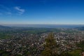 Aerial view of Rhine valley and Lake of Constance seen from visitor platform of Karren. Vorarlberg, Austria.