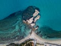 Aerial view of the Riaci rocks, Riaci beach near Tropea, Calabria. Italy. Royalty Free Stock Photo