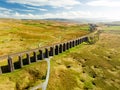 Aerial view of Ribblehead viaduct, located in North Yorkshire, the longest and the third tallest structure on the Settle-Carlisle Royalty Free Stock Photo