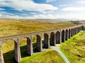 Aerial view of Ribblehead viaduct, located in North Yorkshire, the longest and the third tallest structure on the Settle-Carlisle Royalty Free Stock Photo