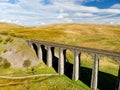 Aerial view of Ribblehead viaduct, located in North Yorkshire, the longest and the third tallest structure on the Settle-Carlisle Royalty Free Stock Photo