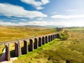 Aerial view of Ribblehead viaduct, located in North Yorkshire, the longest and the third tallest structure on the Settle-Carlisle Royalty Free Stock Photo