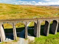 Aerial view of Ribblehead viaduct, located in North Yorkshire, the longest and the third tallest structure on the Settle-Carlisle Royalty Free Stock Photo