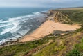 Aerial view of Ribeira d`Ilhas beach, Ericeira World Surf Reserve - Mafra, Portugal Royalty Free Stock Photo