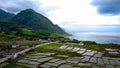 Aerial view on rice paddy fields full of water at East Coast of Taiwa Royalty Free Stock Photo