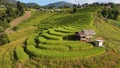 Aerial view of Rice terrace at Ban pa bong piang in Chiang mai Thailand Royalty Free Stock Photo