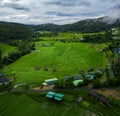 Aerial view of rice terrace village in chiang mai northern of thailand Royalty Free Stock Photo