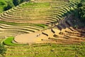 Aerial view of rice terraced fields in Y Ty, Lao Cai,Aerial view of rice terraced fields in Mu Cang Chai, Yen Bai Royalty Free Stock Photo