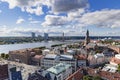 Aerial view of Riga Old Town and Daugava river from Saint Peters church. Royalty Free Stock Photo