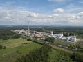 Aerial view of Riga TEC -2 Electricity power station drone top