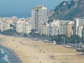 Aerial view of Rio de Janeiro, Copacabana beach. Views. Skyscrapers beaches and nature. Sidewalks and streets