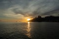 Aerial view of Rio de Janeiro Dois Irmaos during summer sunset