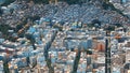 Aerial view of Rio`s Rocinha favela, Brazil. Aerial view.